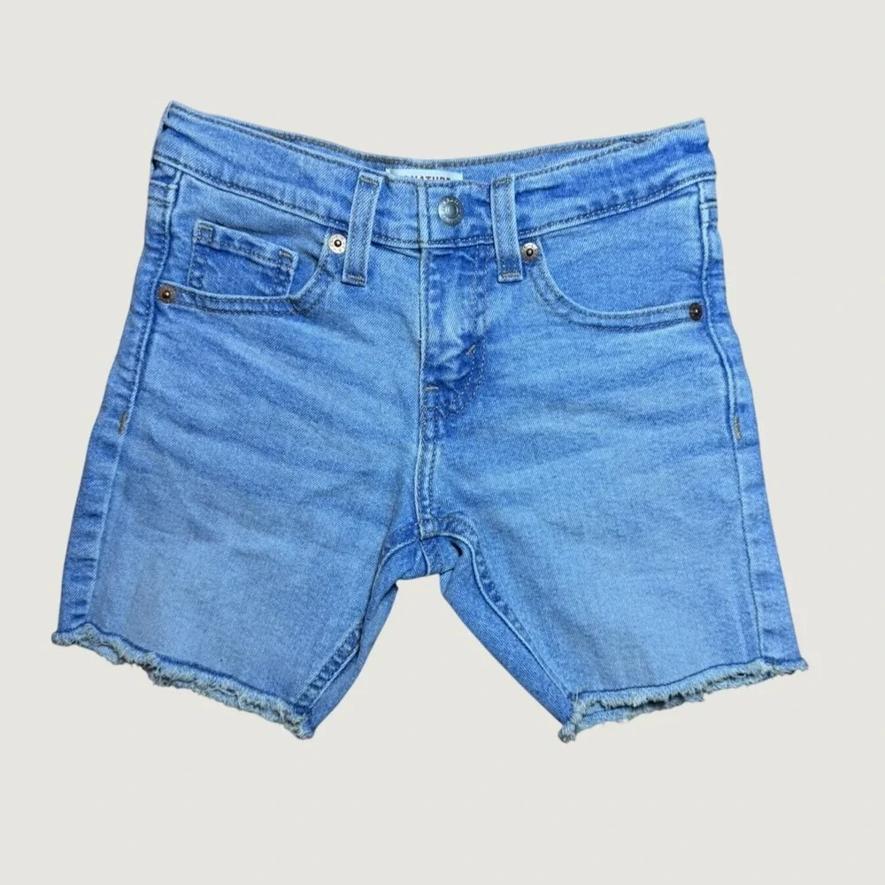 Signature‎ Levi Strauss 5164 Girls Denim Shorts Size 7 Light Wash Frayed Hem